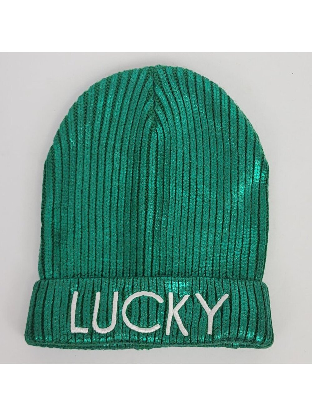 Claire's Lucky Green Foil Knit Beanie